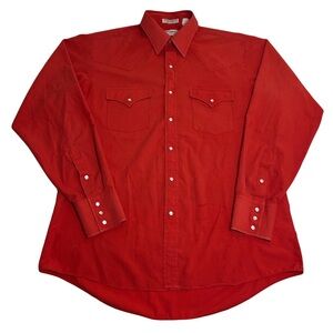 Vintage 80s 90s Sheplers Men’s Red Western Long Sleeve Shirt Pearl Snap Medium